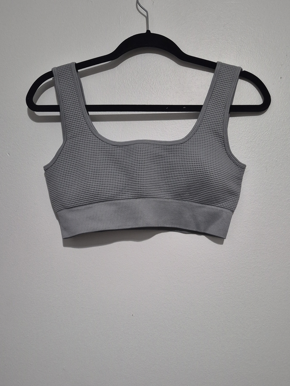 Gray Ribbed Women's Sports Bra